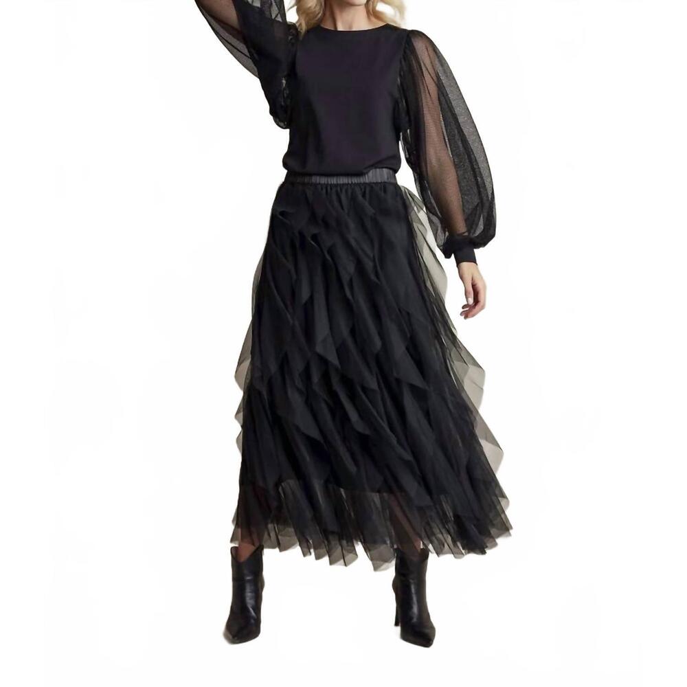 NEW SUMMUM mesh sleeve top in black